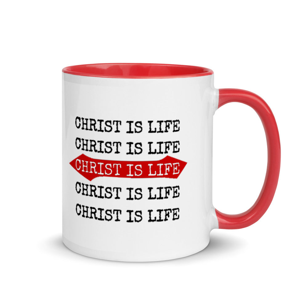 Christ is Life Mugs with Color Inside