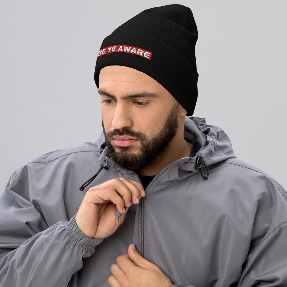 BYA4 Red Striped Unisex Cuffed Beanies