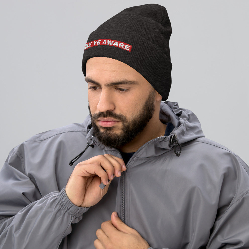 BYA4 Red Striped Unisex Cuffed Beanies