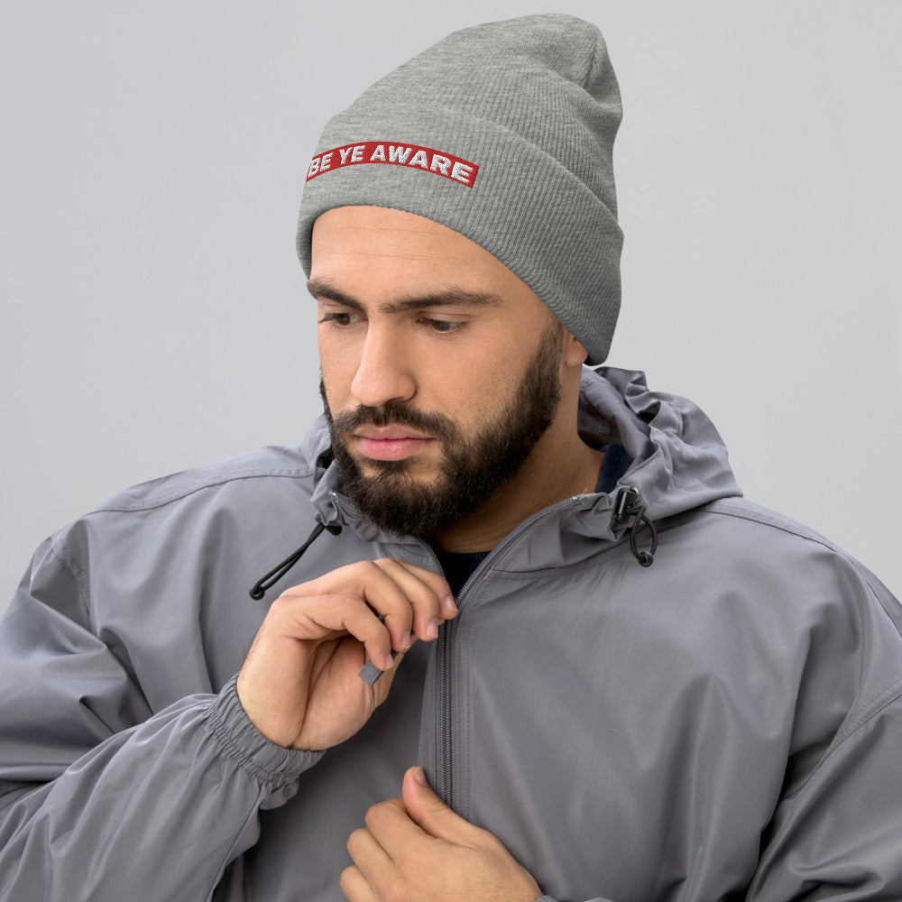 BYA4 Red Striped Unisex Cuffed Beanies