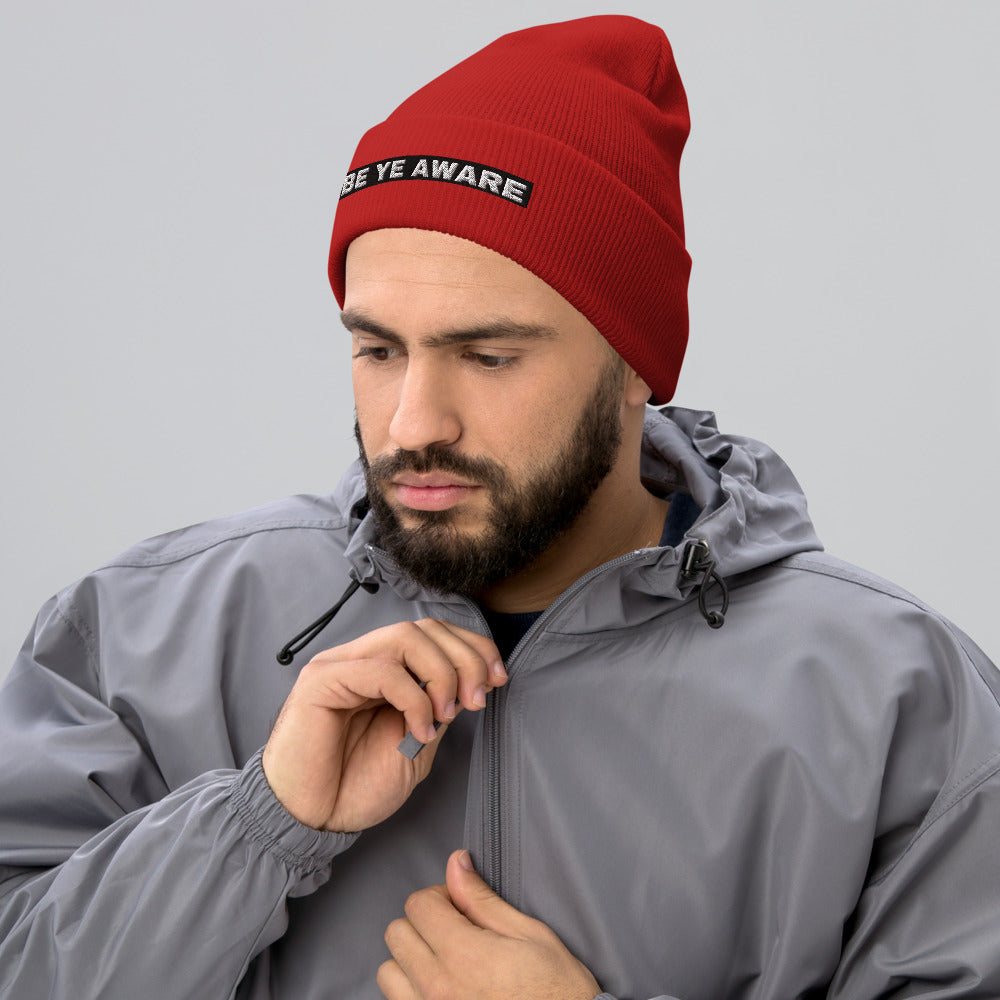 BYA4 Red Striped Unisex Cuffed Beanies