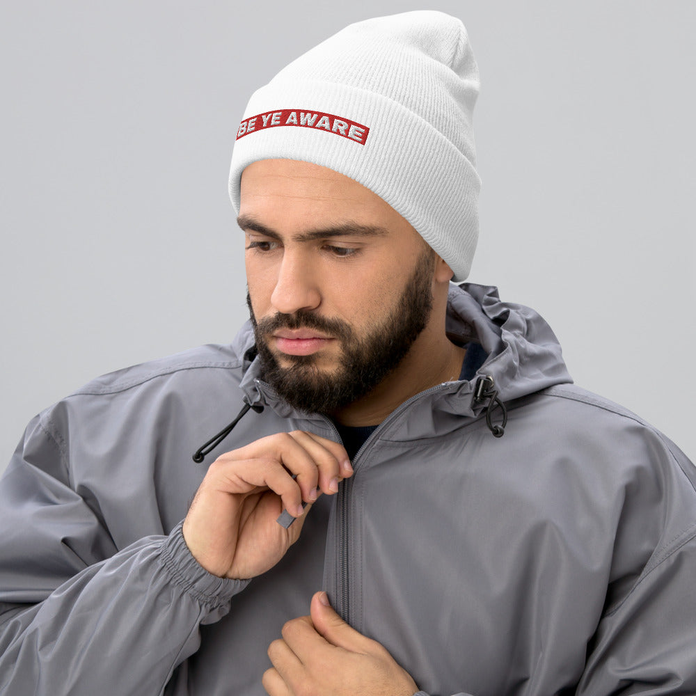 BYA4 Red Striped Unisex Cuffed Beanies