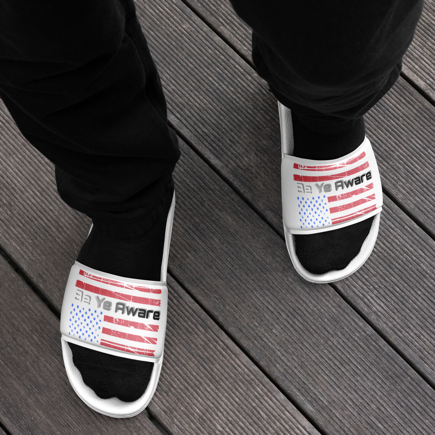 Be Ye AWARE Star's and Stripes Men’s slides